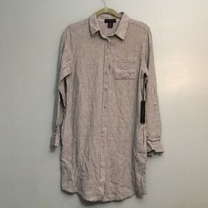 Tahari Striped Gray Shirt Dress